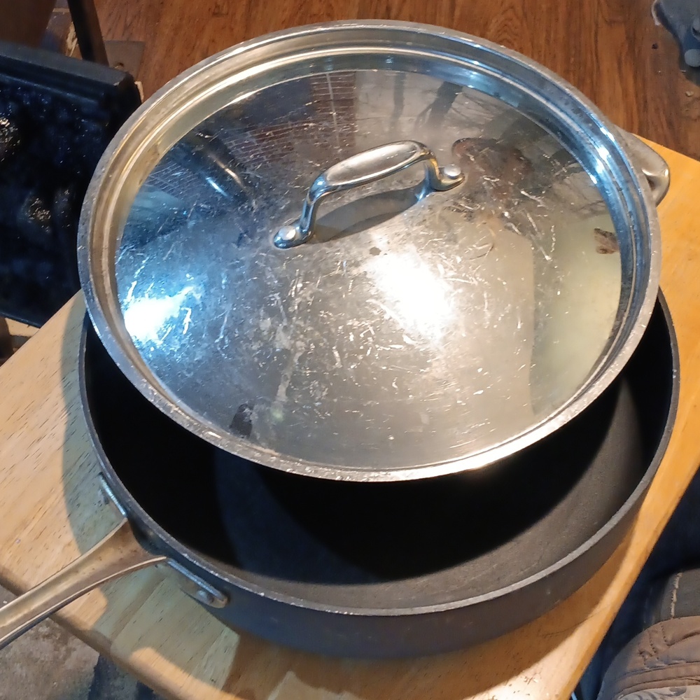 12" Members Mark Anondized Black Saute Pan With Lid